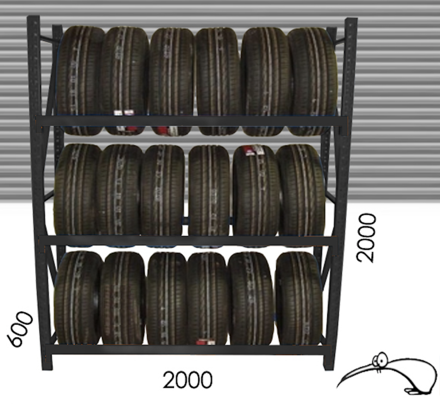 300kg Tyre Racking 2 x 2 x 0.6 - Kiwi Racking and shelving | Pallet ...