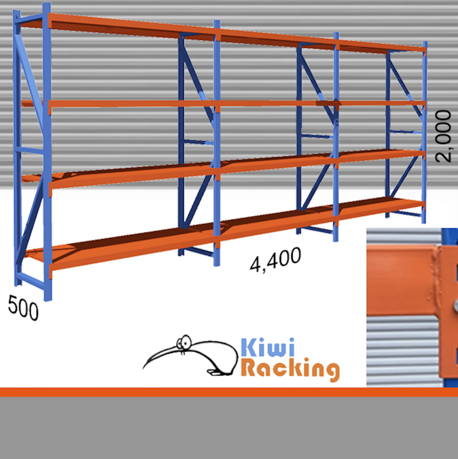 100kg Shelving - Triple bay unit (2 x 4.4 x .5) - Kiwi Racking and ...
